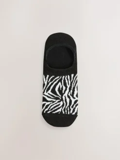 Next Black Animal Invisible Trainer Socks 5 Pack New