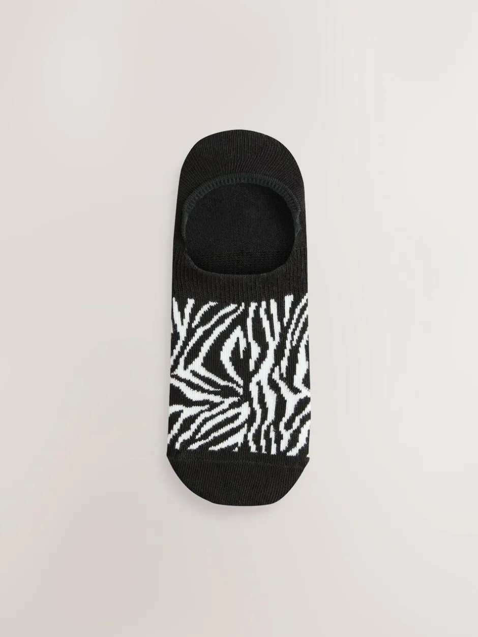 Next Black Animal Invisible Trainer Socks 5 Pack New