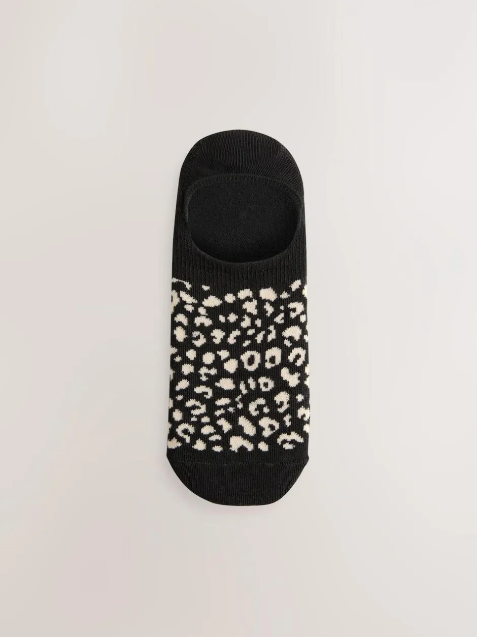 Next Black Animal Invisible Trainer Socks 5 Pack New