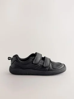 Next Black Barefoot Leather 2 Strap Touch Fastening School Shoes Hot