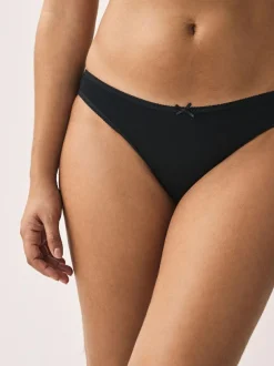Next Black Bikini Cotton Rich Knickers 5 Pack Clearance