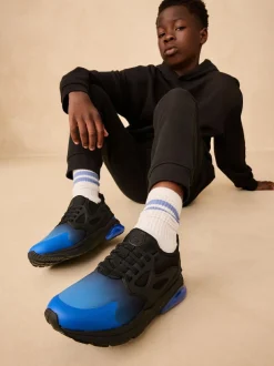 Next Black Blue Ombre Standard Fit (F) Elastic Lace Trainers Outlet