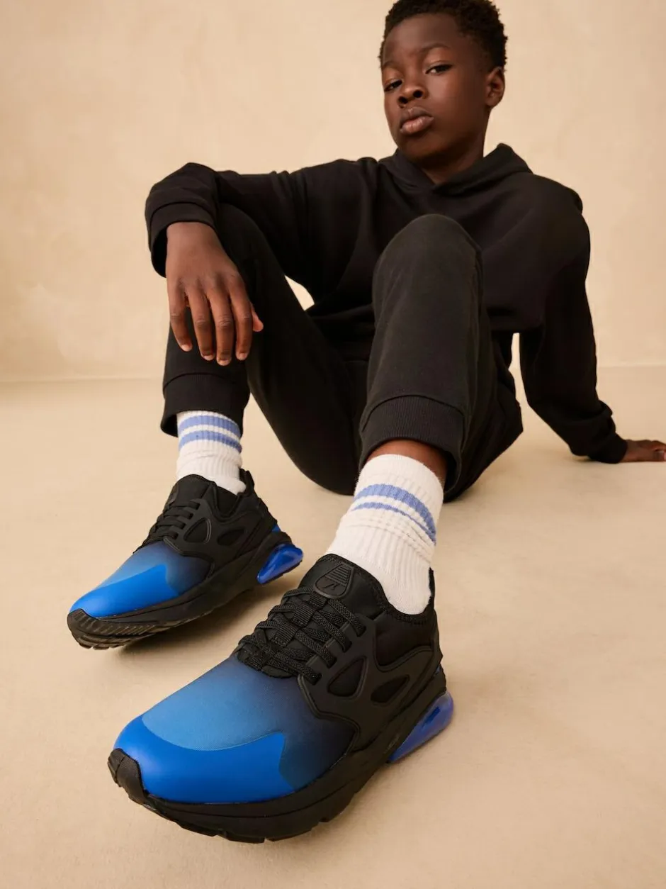 Next Black Blue Ombre Standard Fit (F) Elastic Lace Trainers Outlet