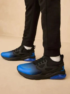 Next Black Blue Ombre Standard Fit (F) Elastic Lace Trainers Outlet