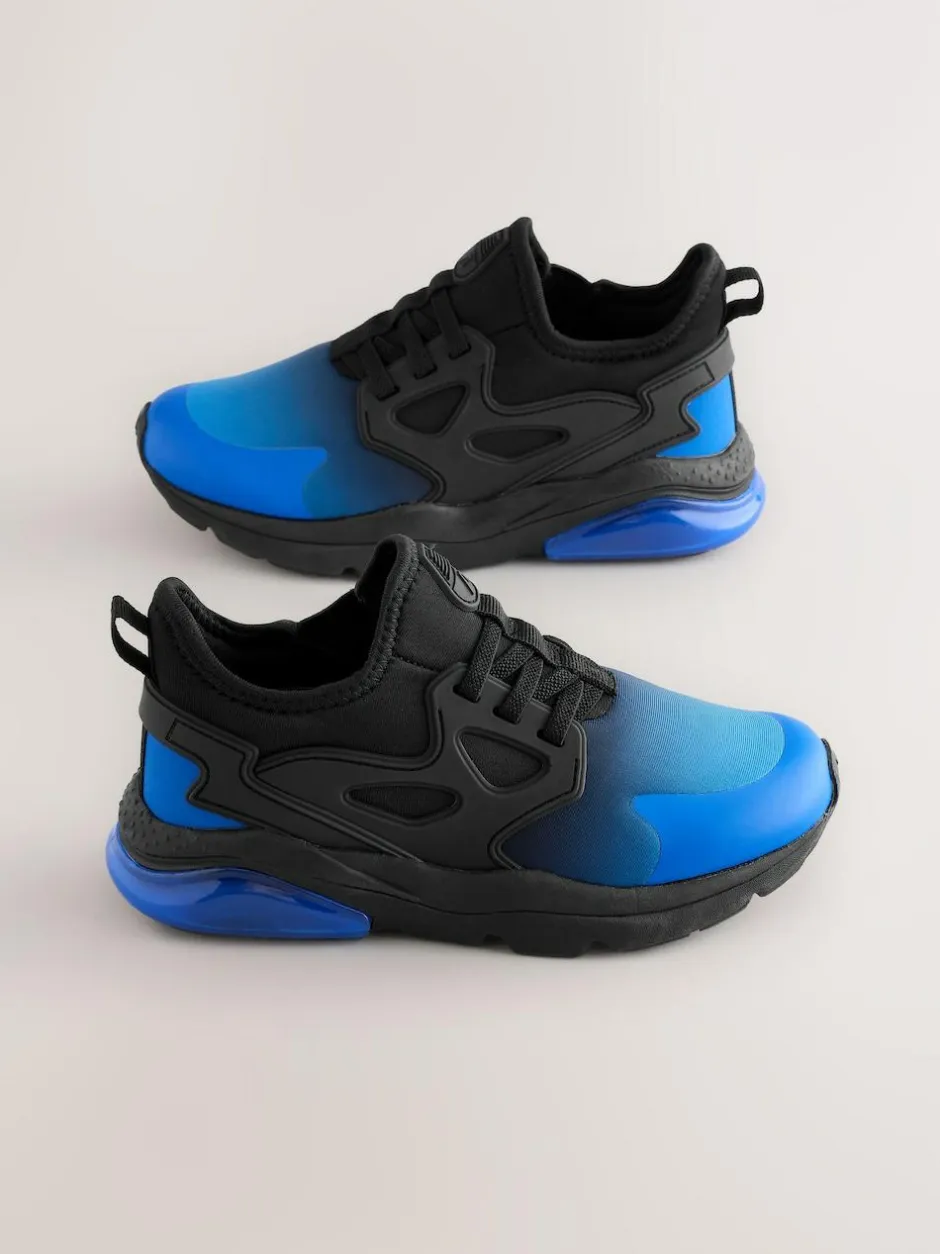 Next Black Blue Ombre Standard Fit (F) Elastic Lace Trainers Outlet