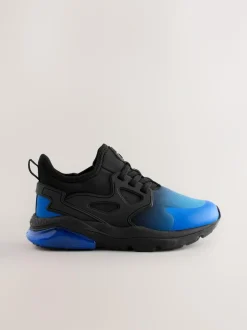 Next Black Blue Ombre Standard Fit (F) Elastic Lace Trainers Outlet