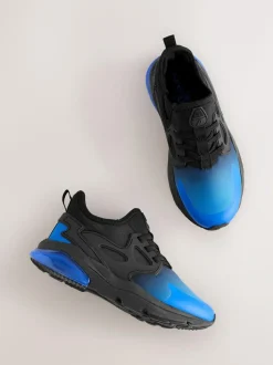 Next Black Blue Ombre Standard Fit (F) Elastic Lace Trainers Outlet