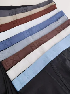 Next Black Blue/Brown Waistbands A-Front Boxers 10 Pack New