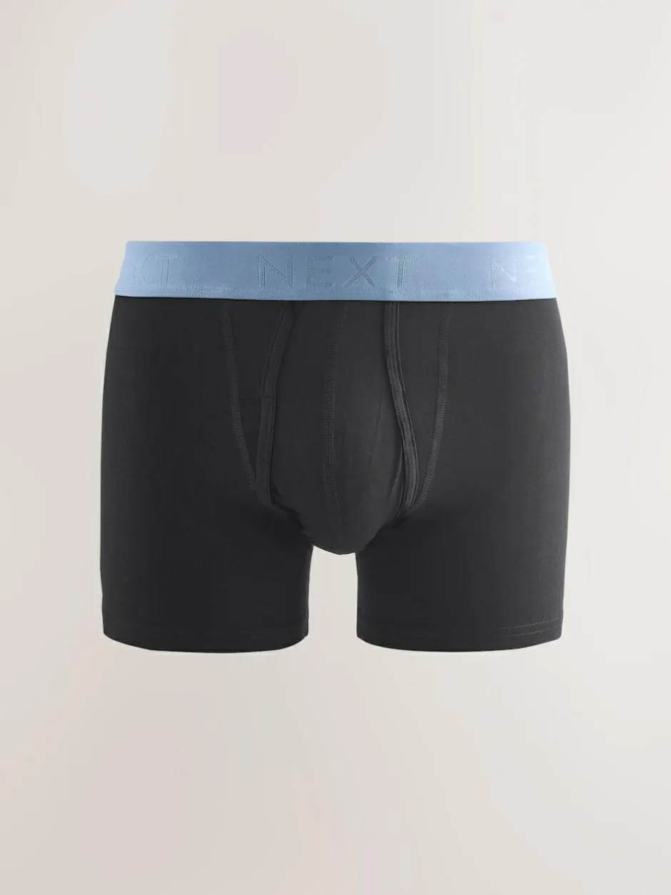 Next Black Blue/Brown Waistbands A-Front Boxers 10 Pack New