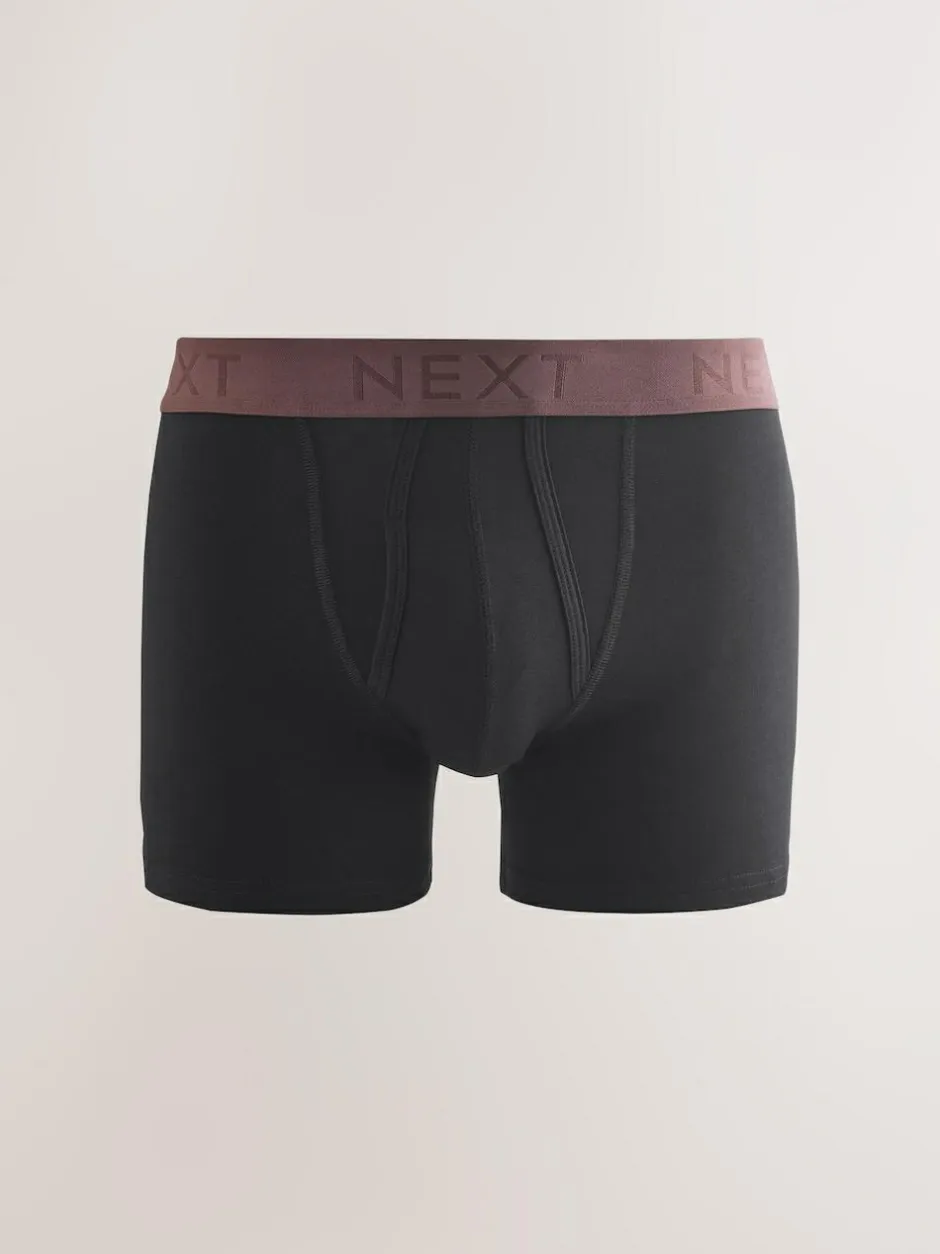 Next Black Blue/Brown Waistbands A-Front Boxers 10 Pack New