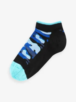 Next 7 Pack Cotton Rich Trainer Socks Black Bright Camo Hot