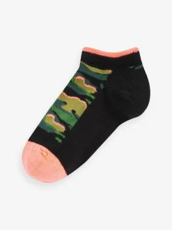 Next 7 Pack Cotton Rich Trainer Socks Black Bright Camo Hot