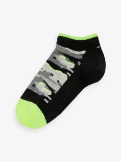 Next 7 Pack Cotton Rich Trainer Socks Black Bright Camo Hot