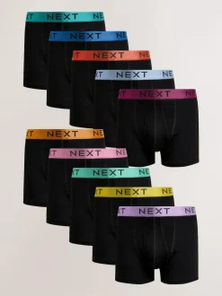 Next Black Bright Colour Shiny Waistbands A-Front Boxers 10 Pack Online