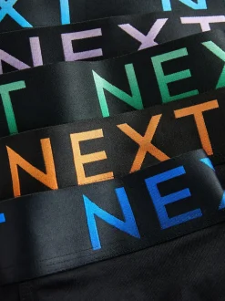 Next Black Bright Ombre Text Waistband 10 pack Cotton Rich Blend Hipsters Boxers New
