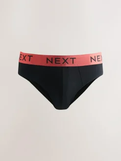 Next 10 pack Cotton Rich Briefs Black Bright Waistband Discount