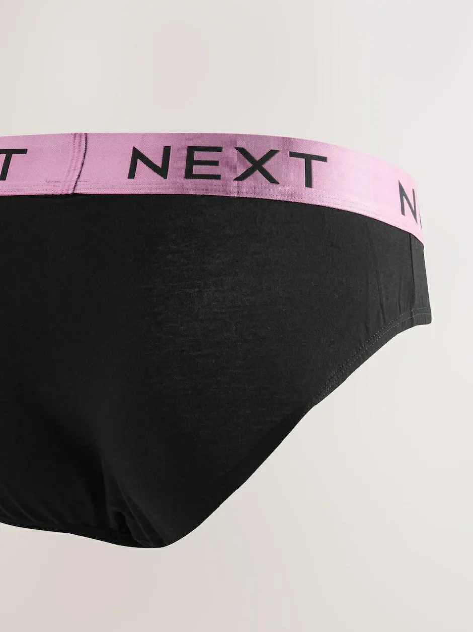 Next 10 pack Cotton Rich Briefs Black Bright Waistband Discount