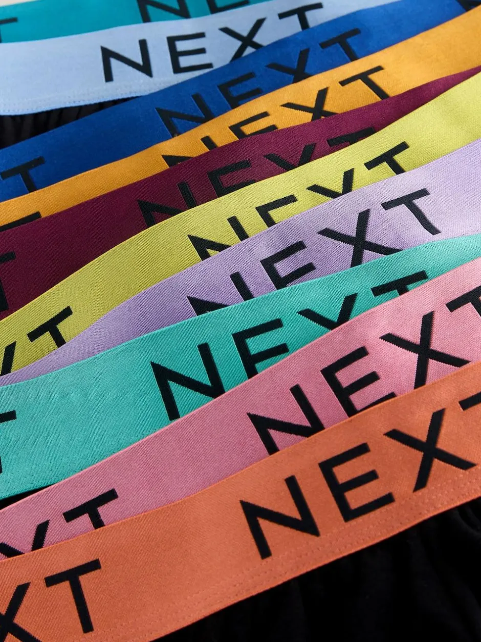 Next 10 pack Cotton Rich Briefs Black Bright Waistband Discount