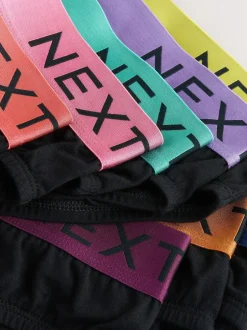 Next 10 pack Cotton Rich Briefs Black Bright Waistband Discount