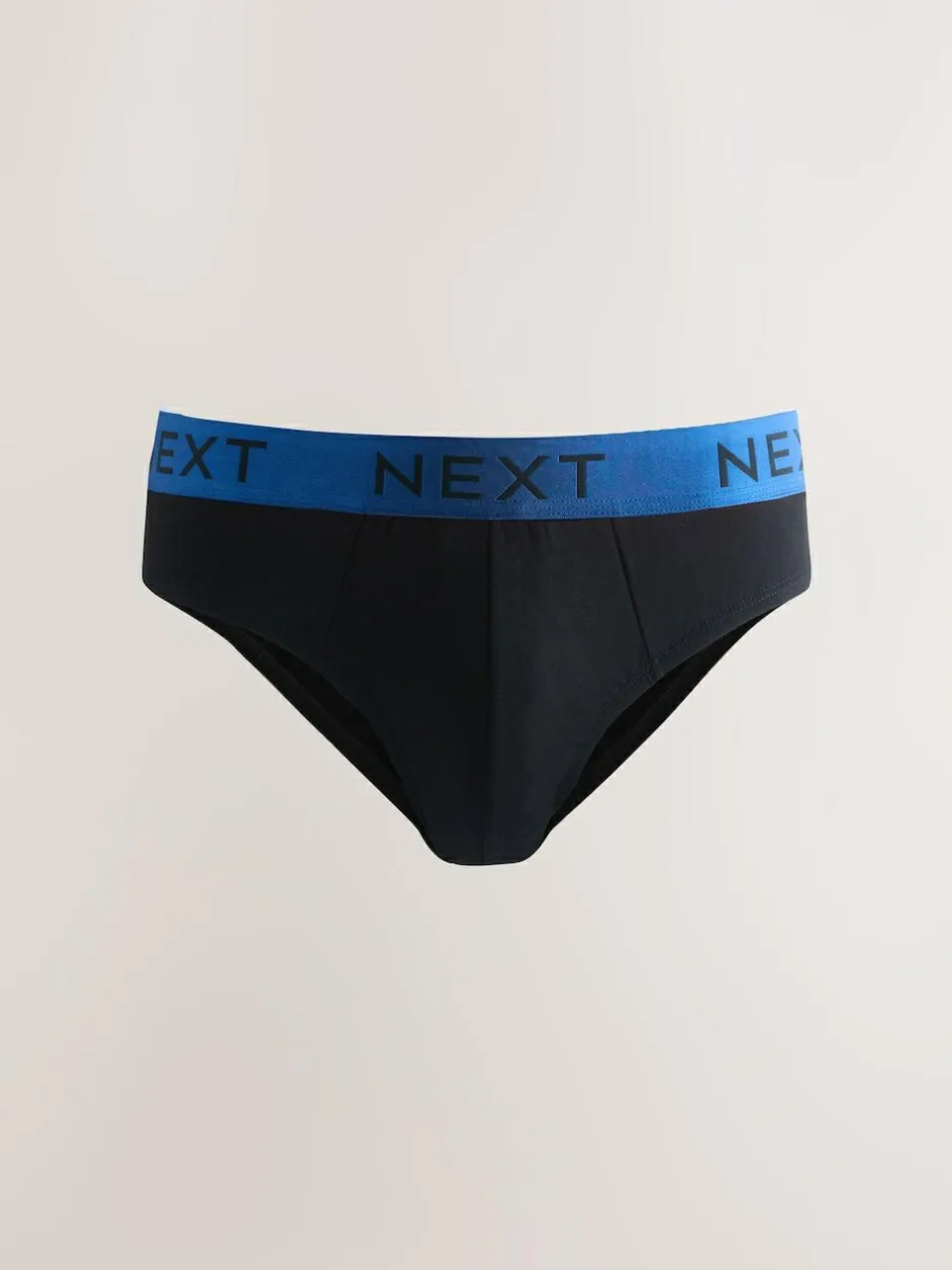 Next 10 pack Cotton Rich Briefs Black Bright Waistband Discount