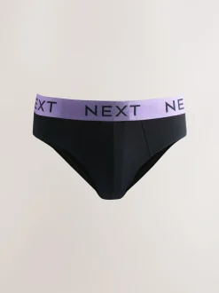 Next 10 pack Cotton Rich Briefs Black Bright Waistband Discount