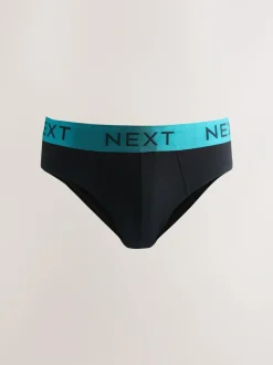 Next 10 pack Cotton Rich Briefs Black Bright Waistband Discount