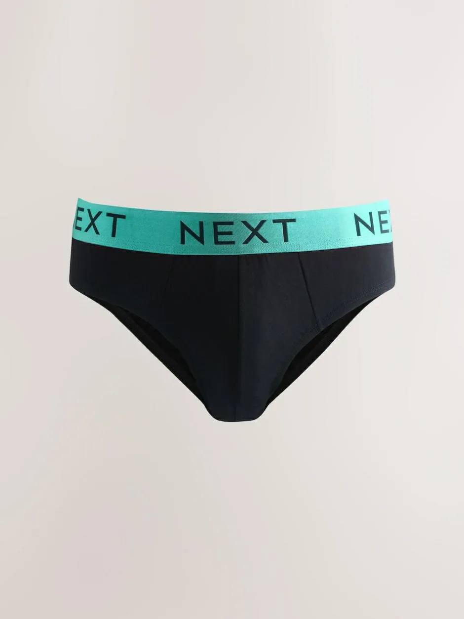 Next 10 pack Cotton Rich Briefs Black Bright Waistband Discount
