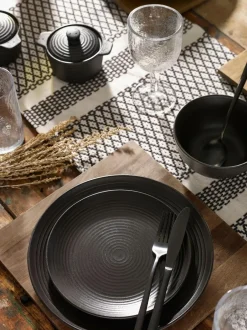 Next Bronx 12 Piece Dinner Set Black Discount