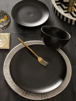 Next Bronx 12 Piece Dinner Set Black Discount