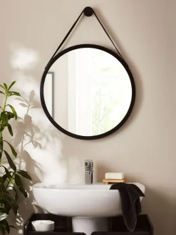 Next Hanging Round Wall Mirror Black Bronx