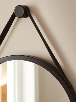 Next Hanging Round Wall Mirror Black Bronx