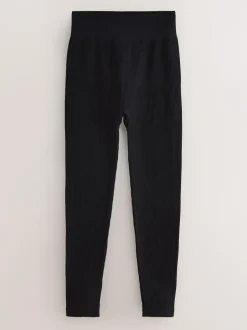 Next Brushed Ribbed Leggings Black Outlet