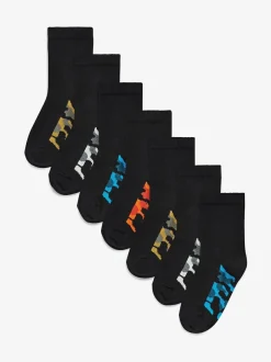 Next Black Camouflage Footbed Cotton Rich Socks 7 Pack Best