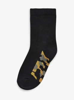Next Black Camouflage Footbed Cotton Rich Socks 7 Pack Best