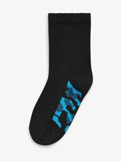 Next Black Camouflage Footbed Cotton Rich Socks 7 Pack Best