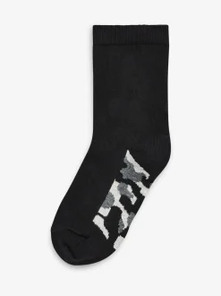 Next Black Camouflage Footbed Cotton Rich Socks 7 Pack Best