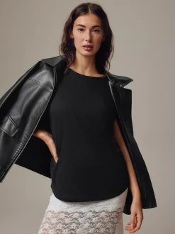 Next Black Cap Sleeve T-Shirt Clearance