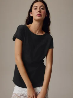 Next Black Cap Sleeve T-Shirt Clearance