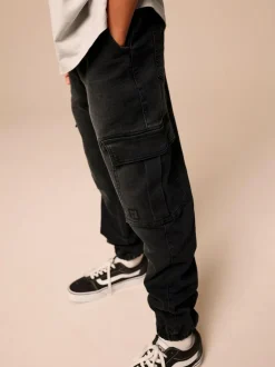 Next Cargo Jeans With Elasticated Waist (3-16yrs) Black Clearance