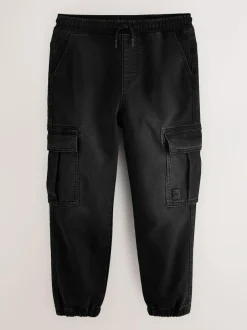 Next Cargo Jeans With Elasticated Waist (3-16yrs) Black Clearance