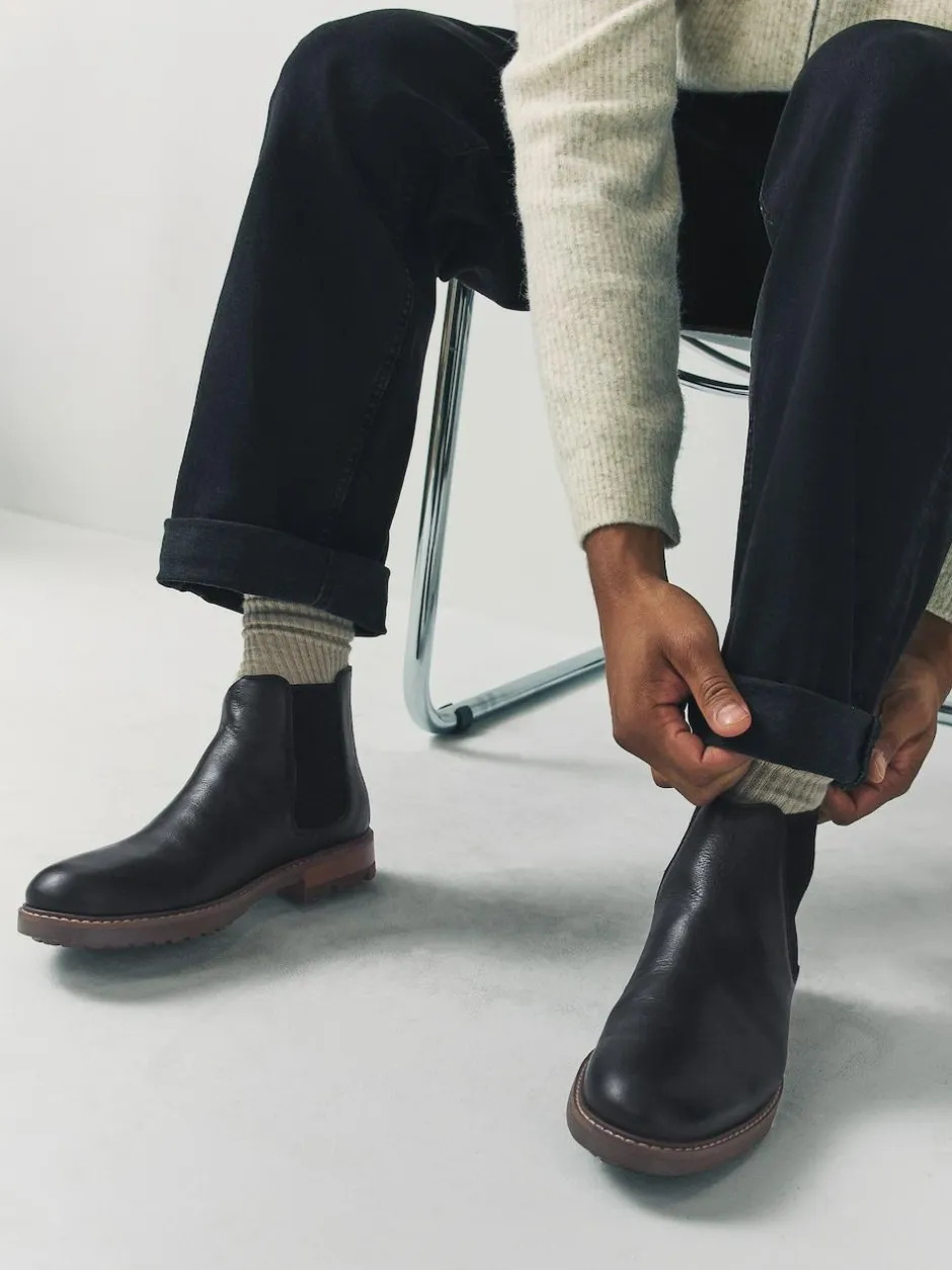 Next Casual Leather Chelsea Boots Black Outlet