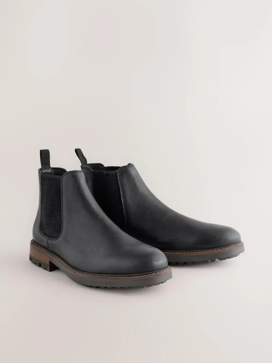 Next Casual Leather Chelsea Boots Black Outlet