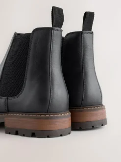 Next Casual Leather Chelsea Boots Black Outlet