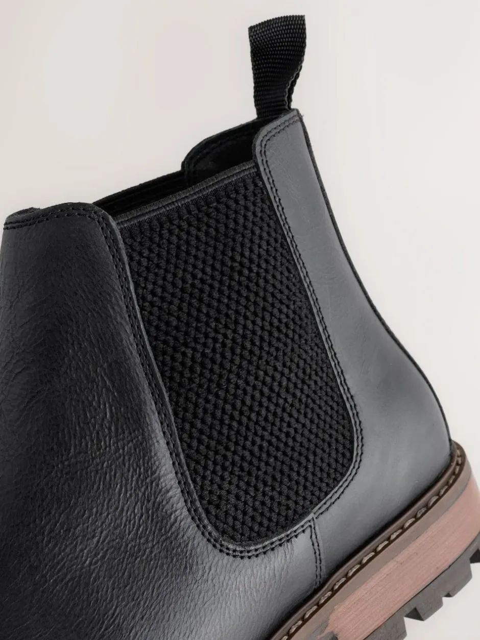 Next Casual Leather Chelsea Boots Black Outlet