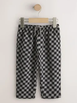 Next Stripe Joggers 3 Pack (3mths-7yrs) Black Cement And Checkerboard Outlet