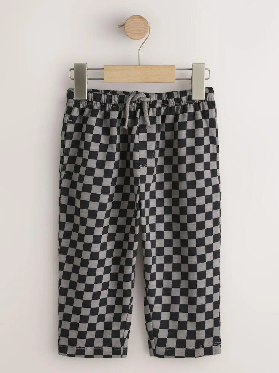 Next Stripe Joggers 3 Pack (3mths-7yrs) Black Cement And Checkerboard Outlet