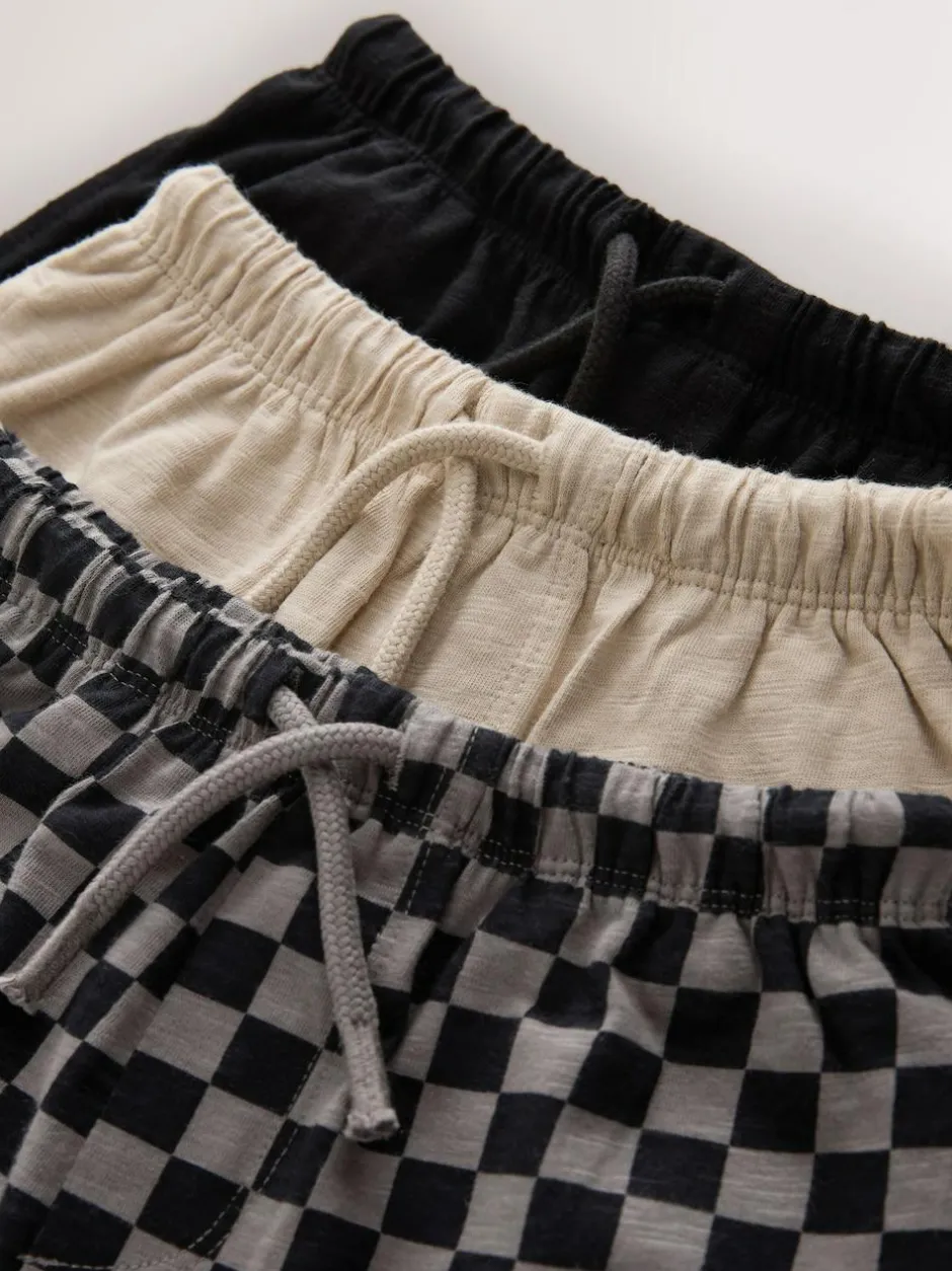 Next Stripe Joggers 3 Pack (3mths-7yrs) Black Cement And Checkerboard Outlet