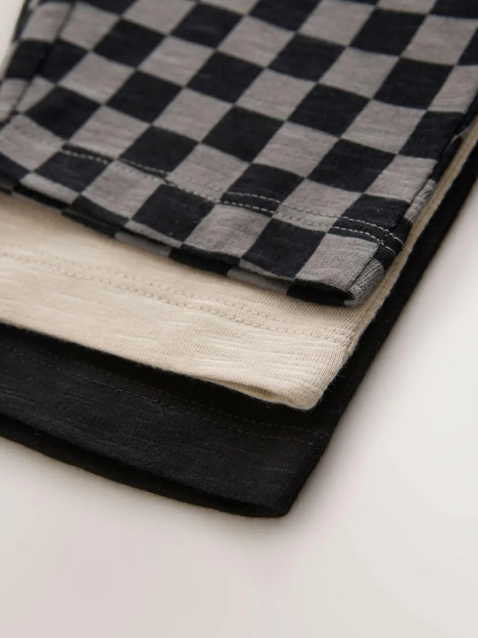 Next Stripe Joggers 3 Pack (3mths-7yrs) Black Cement And Checkerboard Outlet