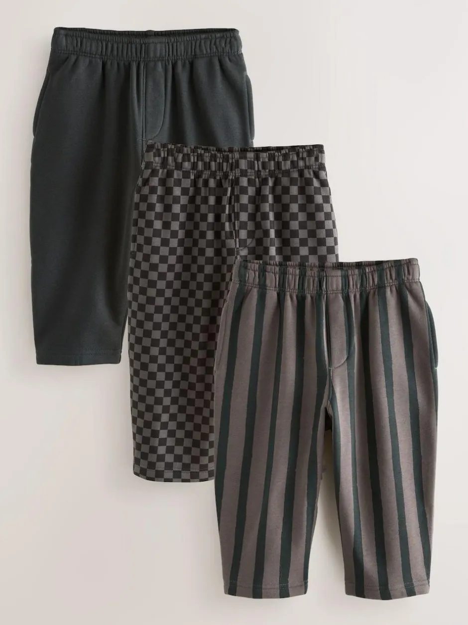 Next Black/ Charcoal Grey 3 Pack Wide Leg Jersey Joggers (3mths-7yrs) Clearance