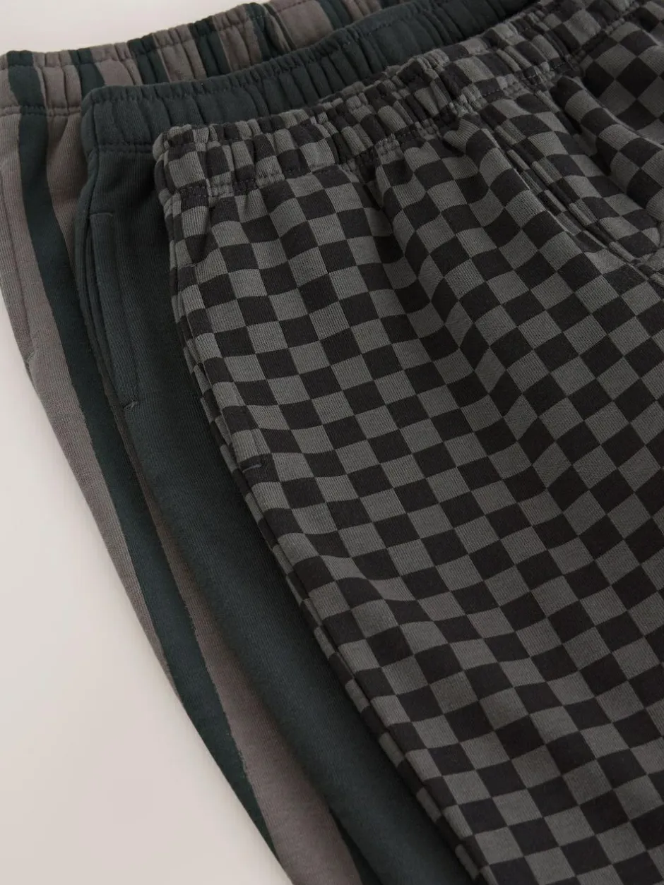 Next Black/ Charcoal Grey 3 Pack Wide Leg Jersey Joggers (3mths-7yrs) Clearance
